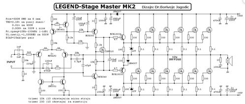 基于MOSFET构建的500W RMS功率放大器集成电路设计